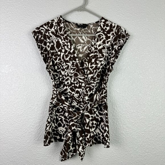 BCBGMAXAZRIA Womens Sz S Sleeveless Faux Wrap Blouse Front Tie - Spring Summer - Picture 9 of 9